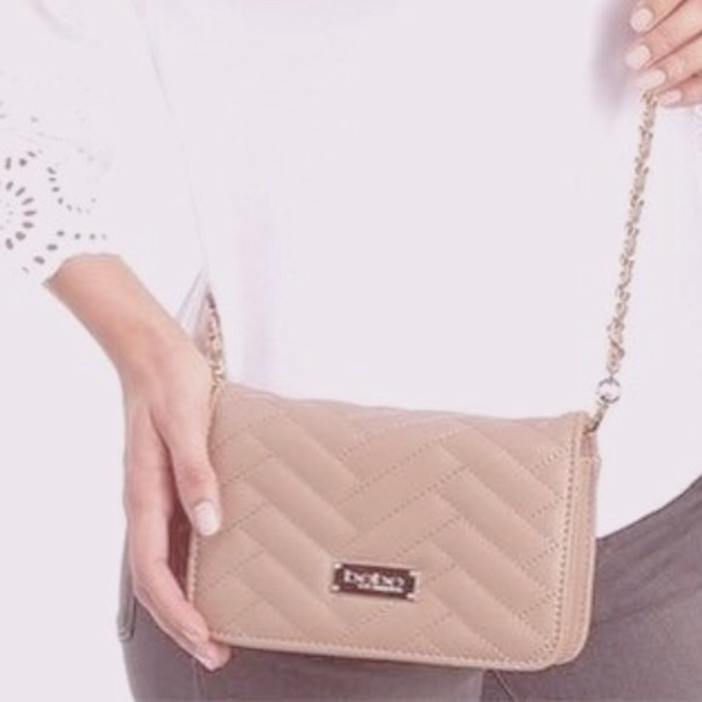 EUC [bebe] Sophia Small Crossbody Bag in Baby Pink w/ Gold/Pink Chain - Picture 2 of 11
